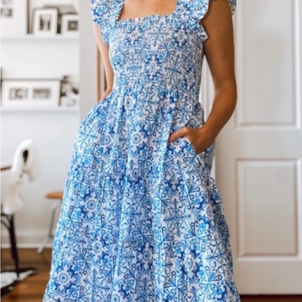 Hill House Blue and White Mosaic Ellie Nap Dress